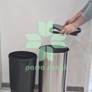 خرید سطل زباله درب باد بزنی سرکوله استیل